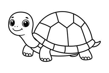 Happy cute Turtle line art silhouette vector illustration graphic.