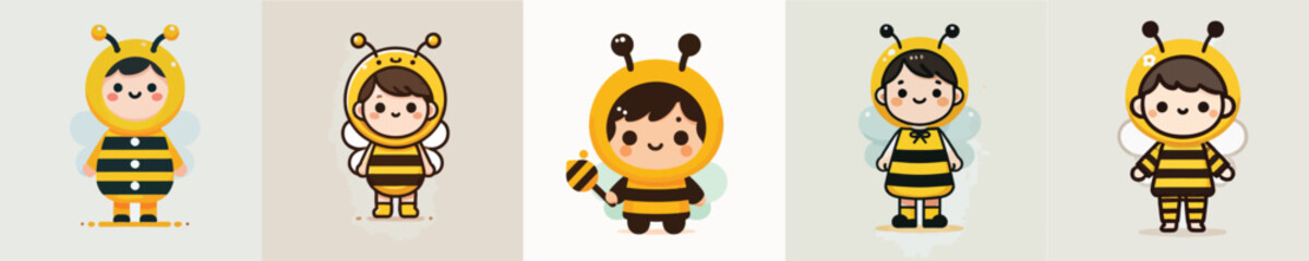 Vector of a cute little boy wearing a bee costume