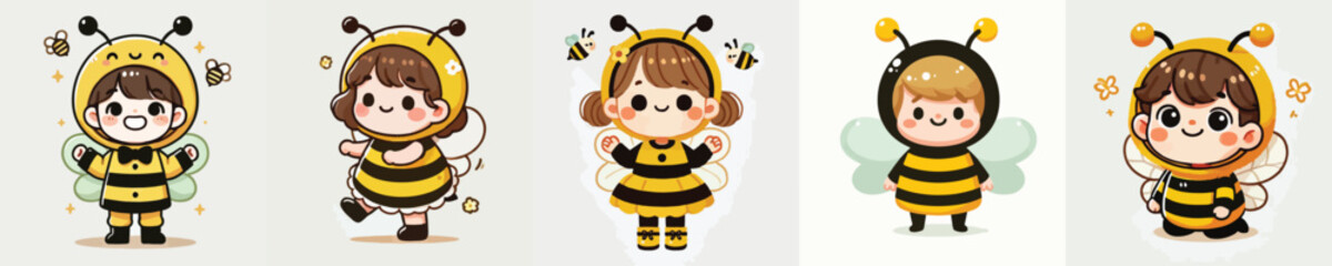 Vector of a cute little boy wearing a bee costume