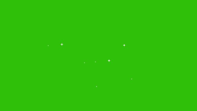 Twinkle Sparkling stars Shine animation on green screen.  blinking light effect , white cartoon, flat, vector, doodles style stars blinking, glitter, night sky . 4K  animation