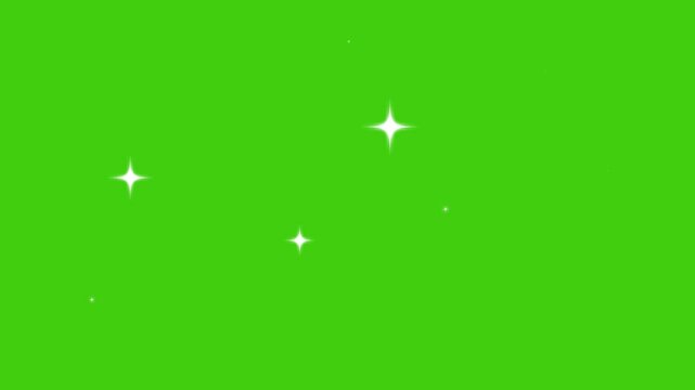 Star animation Twinkling stars animation, white cartoon, flat, vector, doodles style stars blinking, green screen, sky.Star twinkling for festive holiday event.4k animation