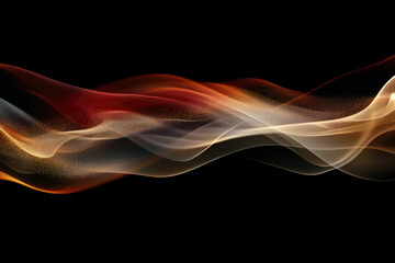 Obraz premium Abstract background with flowing red and gold waves, sparkling with golden dust particles on transparent background.