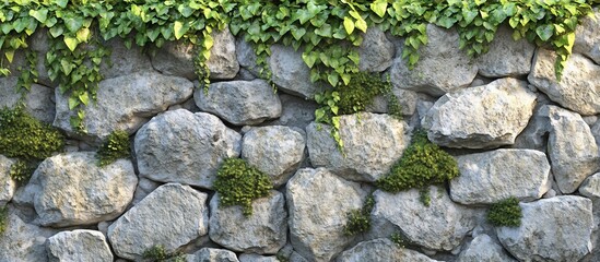 Ivy-covered stone wall texture; outdoor background; design element