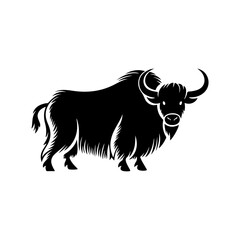 Yak Silhouette Logo – Black and Gray Minimalist Wildlife Art