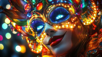 Illuminated Carnival Mask Portrait