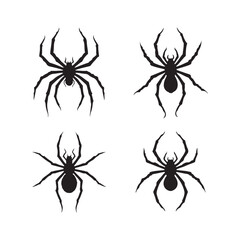 Black spider silhouettes, minimalist design, graphic illustration