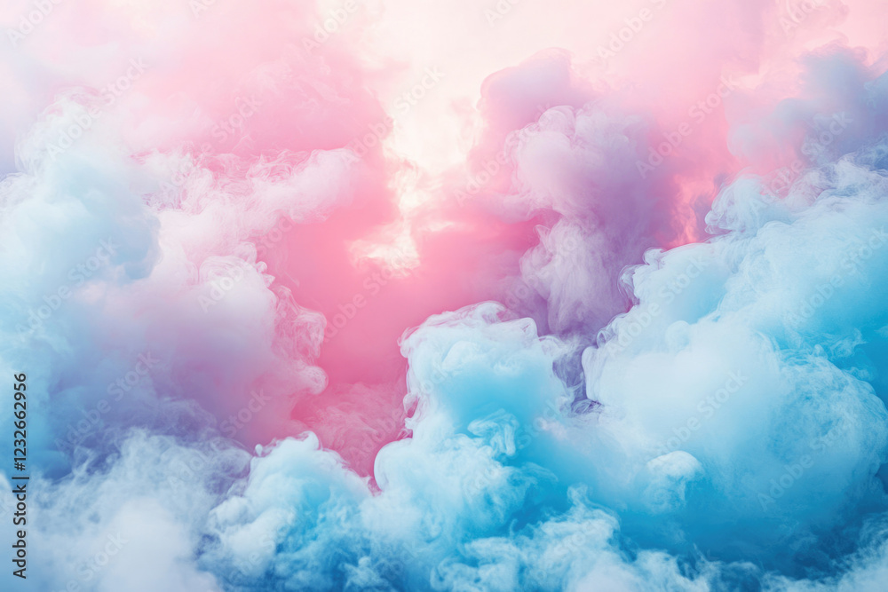 Poster abstract pastel-colored smoke clouds creating a dreamy, ethereal atmosphere.
