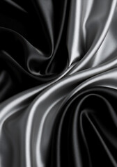 Fototapeta premium 高級感のある黒と白のサテン生地の背景