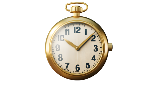 A stopwatch with a digital timer on a transparent background