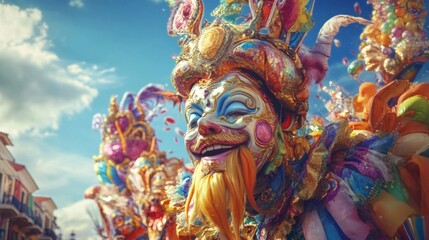 Obraz premium Vibrant Carnival Costume with Glittering Mask and Ornate Details