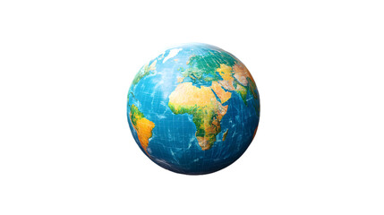 A globe with countries highlighted in vibrant colors on a transparent background 