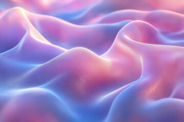 Abstract pastel pink and blue wavy fabric with subtle grid texture, digitally rendered.