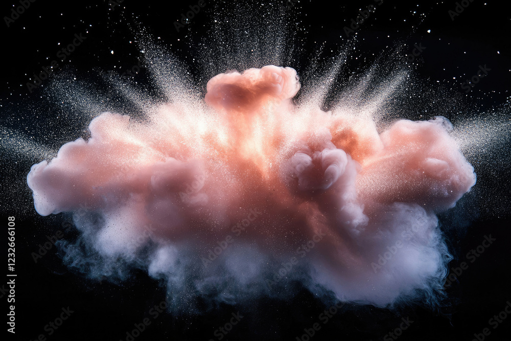 Aufkleber a vibrant pink and white explosion of powder, creating a dynamic, ethereal cloud against a transpare