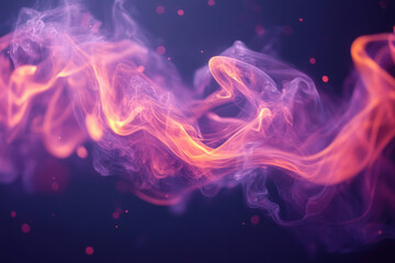 Obraz premium Abstract swirling smoke in vibrant pink and orange hues against a dark background, creating a mystical and ethereal atmosphere.
