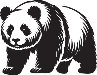 Giant panda vector black and white 