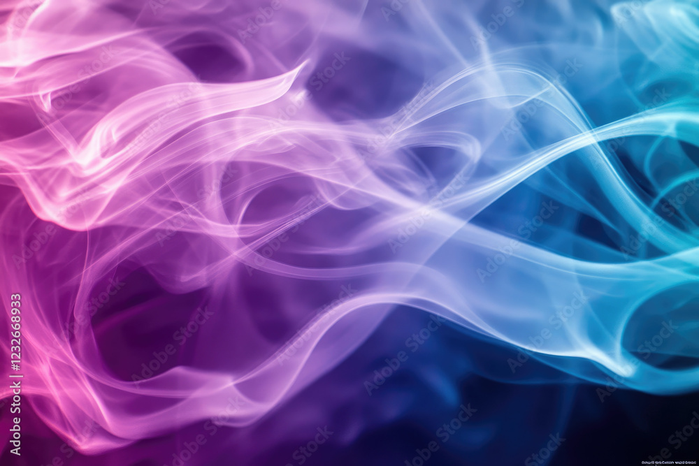 Poster abstract image of swirling purple and blue smoke, creating a mesmerizing visual effect.