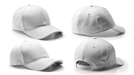 Four-angle white cap mockup.
