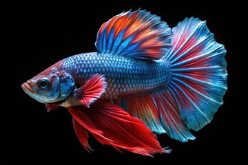 Fototapeta premium Elegant betta fish cutout, ideal for a left-side layout.