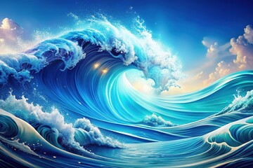 Dynamic blue-white wave banner.  Elevated website visuals.