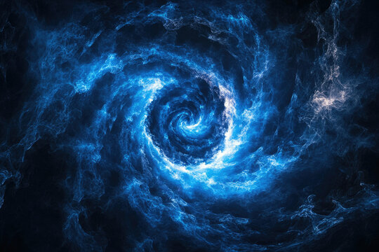 A mesmerizing blue vortex, swirling energy, cosmic abstract art, fractal design.