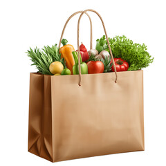 Eco-Friendly Tote Bag with Fruits Isolated on White