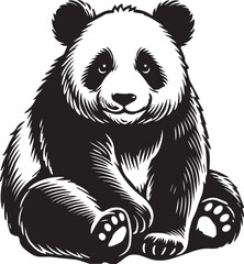 Giant panda vector black and white 