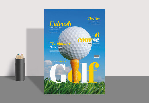 Golf Sport Magazine Cover Layout