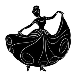 woman dancing silhouette on white background vector