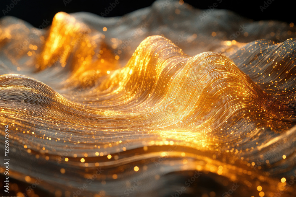 Aufkleber glowing golden waves of light, shimmering and flowing like a luxurious fabric, creating a mesmerizin