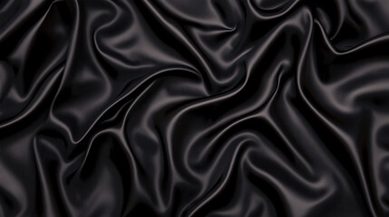 Obraz premium Midnight Drape: Luxurious folds of black silk create an elegant and mysterious texture. The rich, deep black shimmers subtly, hinting at a captivating depth. 