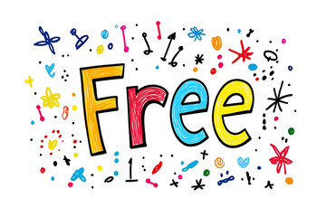Fototapeta premium Colorful artistic text illustration of the word Free