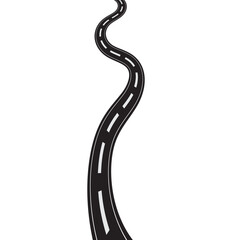 Horizontal asphalt road template. Winding road vector illustration. Seamless highway marking Isolated on background. Winding road. Traveling along a curved highway. Background of the road