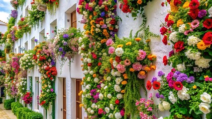 Architectural detail, floral wall art, AI-created beauty.