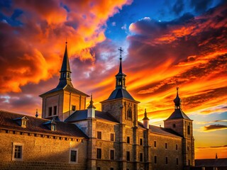 Fototapeta premium AI-generated view of the 14th-century Guadalupe Monastery west wing.