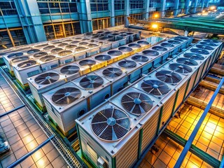 Naklejka premium Aerial shot: Industrial HVAC system for climate control.