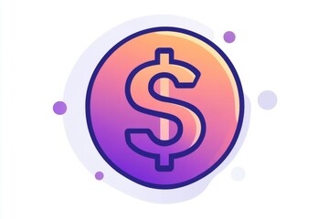 Fototapeta premium Gradient coin with shiny orange dollar sign