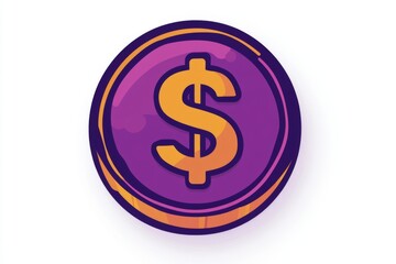Obraz premium Dark purple dollar coin with glowing orange accents