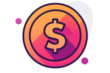 Obraz premium Purple dollar coin with colorful dotted accents