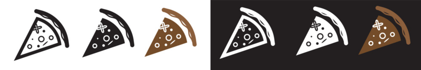 Pizza slice icon suite featuring iconic cheese and mushroom pizza slices for UI designs.