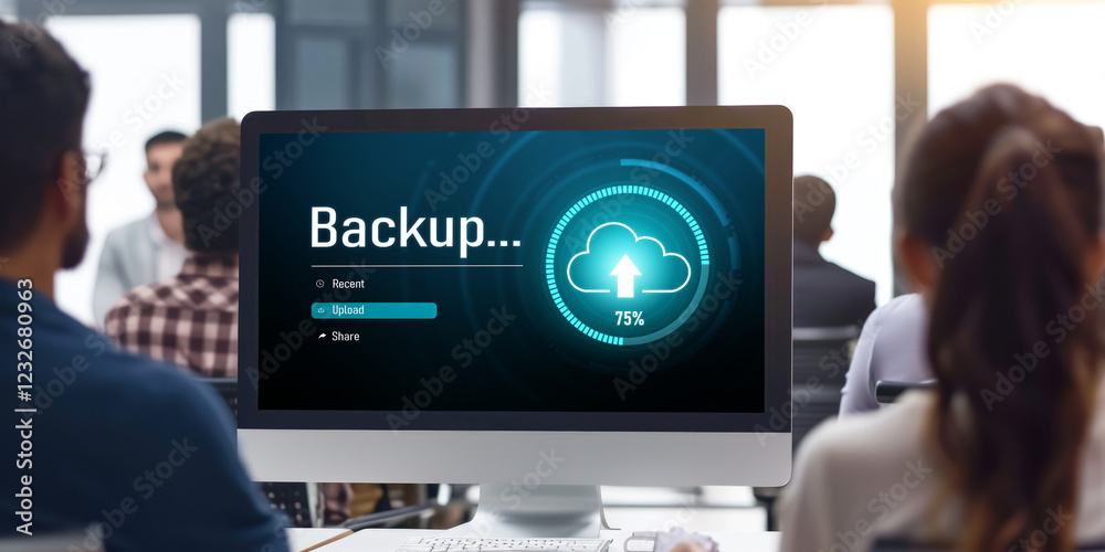 Poster backup storage data internet technology business concept. database storage cloud technology file dat