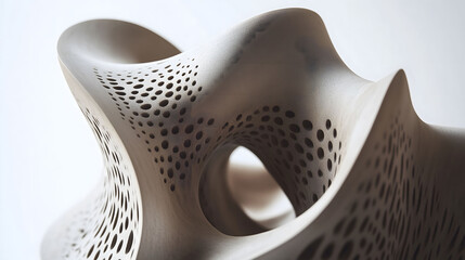 Fototapeta premium Close up View of an Oversized Abstract Clay Sculpture Showcasing Intricate Dot Patterns and Unique Forms. Generative AI