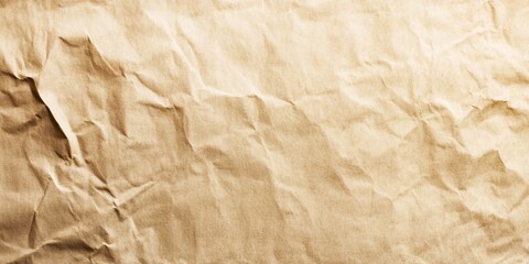 Fototapeta premium Crumpled brown wrapping paper provides a textured and abstract backdrop, suitable for various design applications