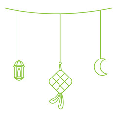 Ramadan ketupat line art vector decoration