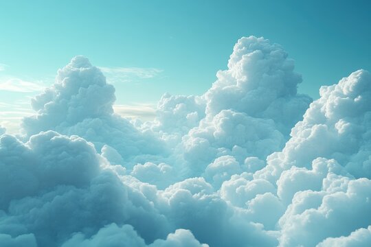 Beautiful rolling clouds in a clear blue sky during midday capture a tranquil and serene atmosphere