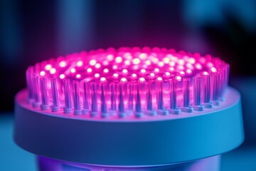 LED pink lights forming a circular pattern in the dark