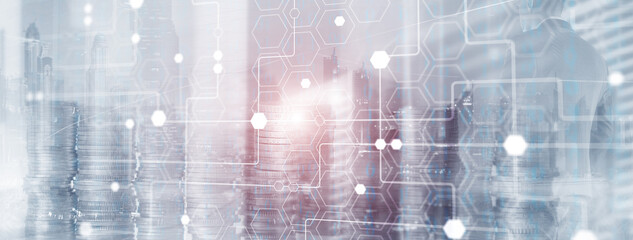 Abstract background with connected line and dots, sots. Futuristic digital background for Business Science and technology
