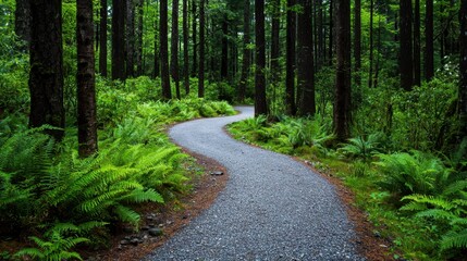 Naklejka premium A path through a forest with a gravel road