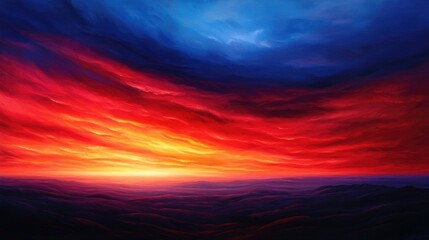 Obraz premium Stunning Vibrant Sunset Over Rolling Hills and Colorful Sky