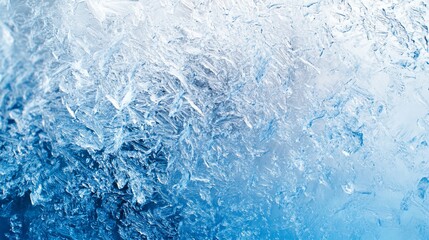 Fototapeta premium Frozen texture, ice crystals, winter window, frosty background, design