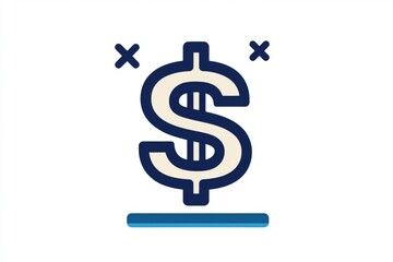 Obraz premium Simple dollar sign icon with decorative lines